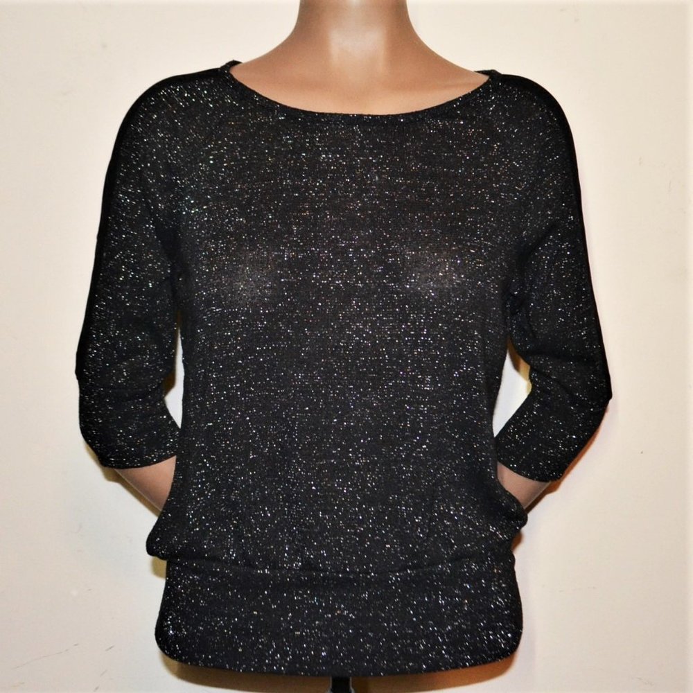 By & By Metallic Sheer 3/4 Sleeve Blouse Sz Small